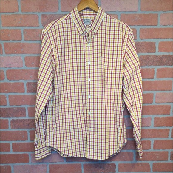 J Crew Mens Plaid Button Front Shirt Size L Preppy Academia Business Casual - Picture 1 of 6